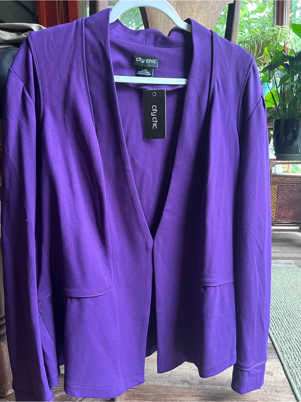 City Chic piping praise blazer W- size L/20 - petunia